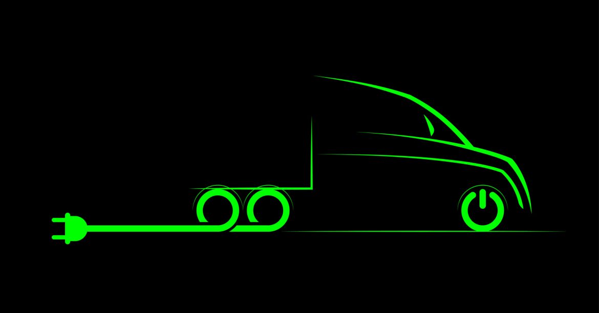 simple symbol of electric truck