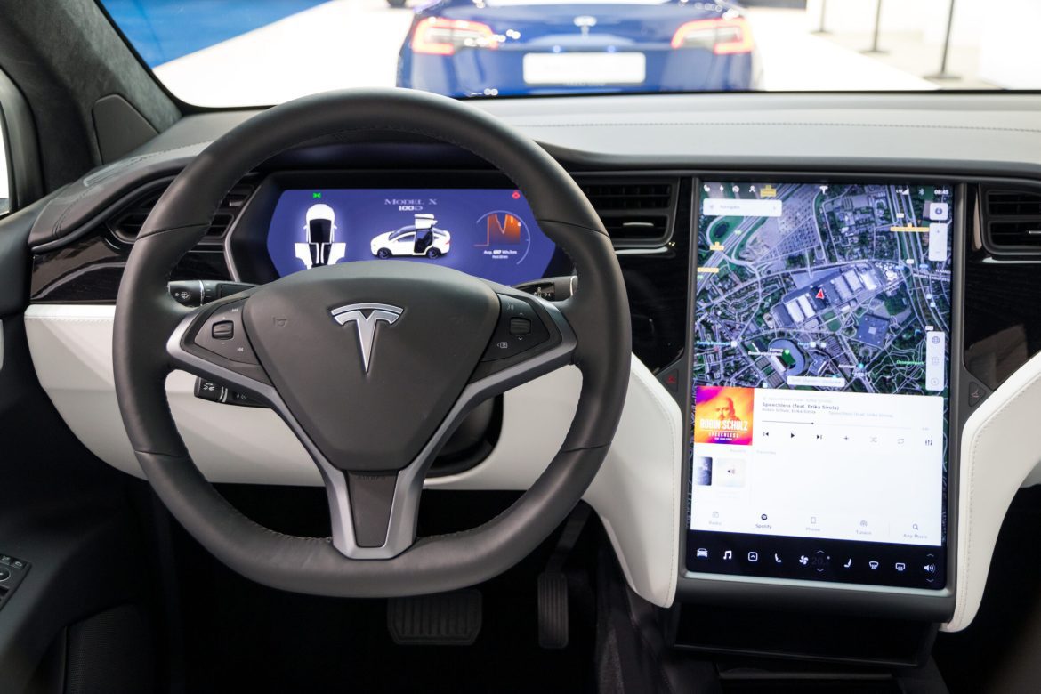 Brussels – Jan 18, 2019: Interior View Of The Tesla Model X Luxu