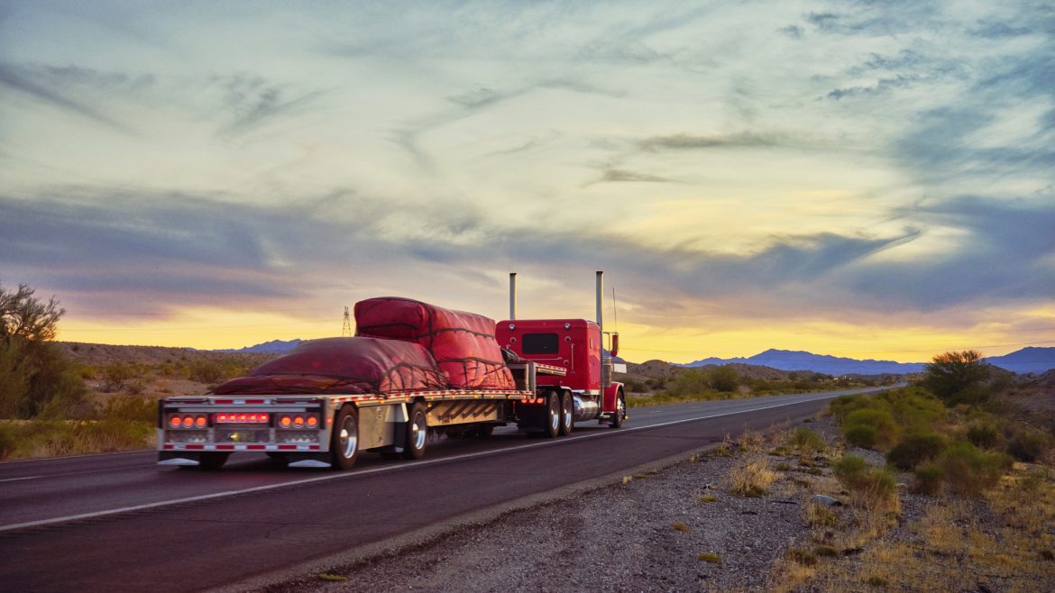 Long Haul Semi Truck On a Rural Western USA Interstate Highway